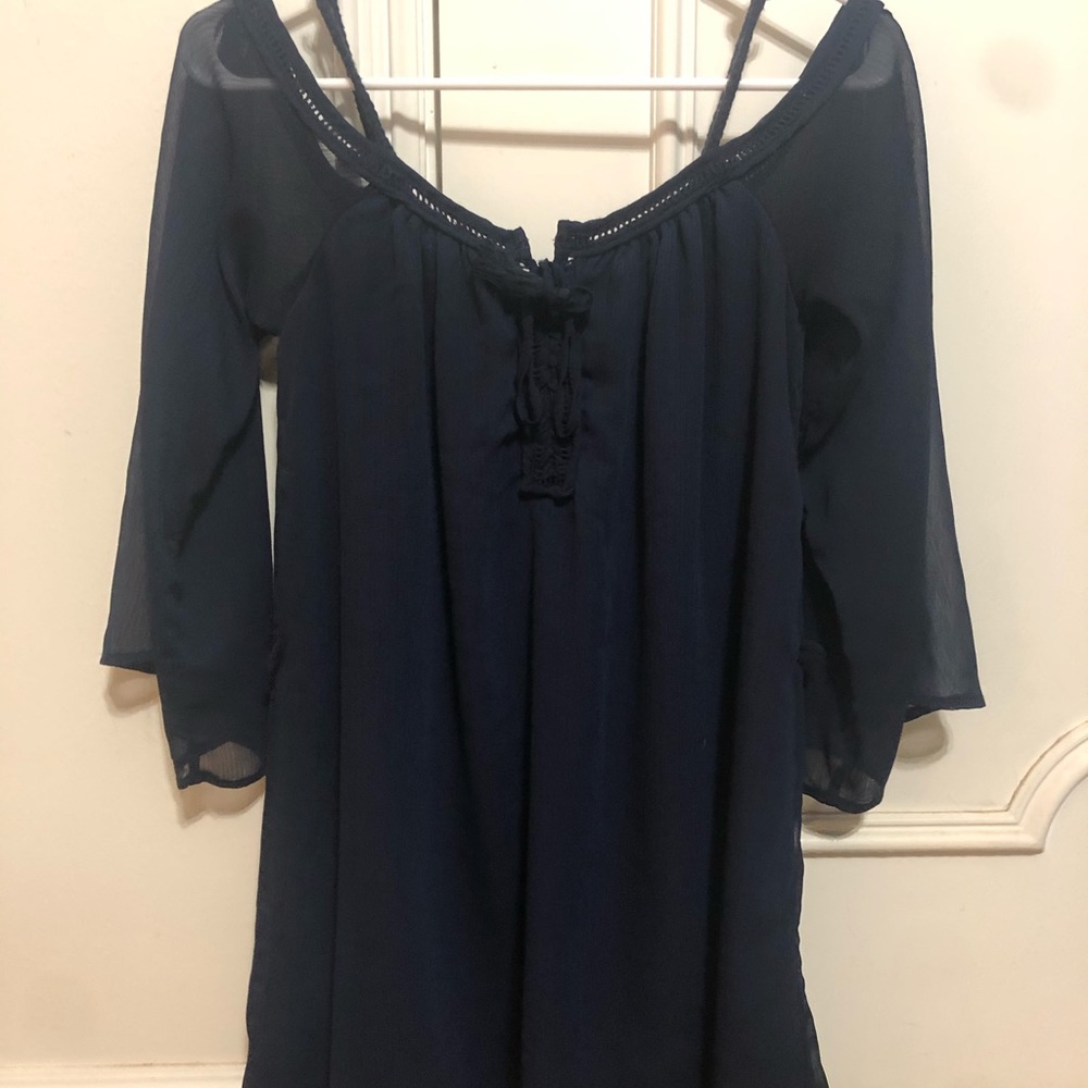 Navy tunic, size small, Purple Snow